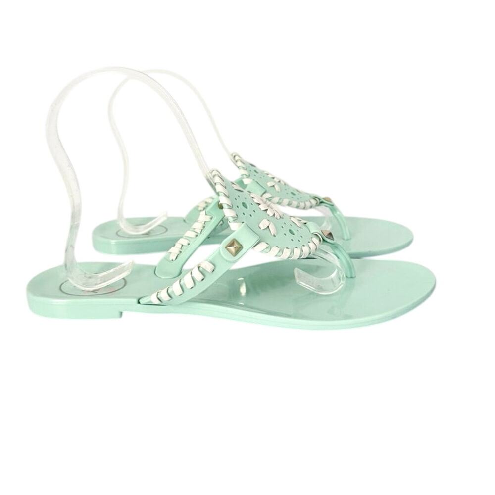 Jack Rogers Georgica Mint Green Metallic Accent Jelly Thong Size 8